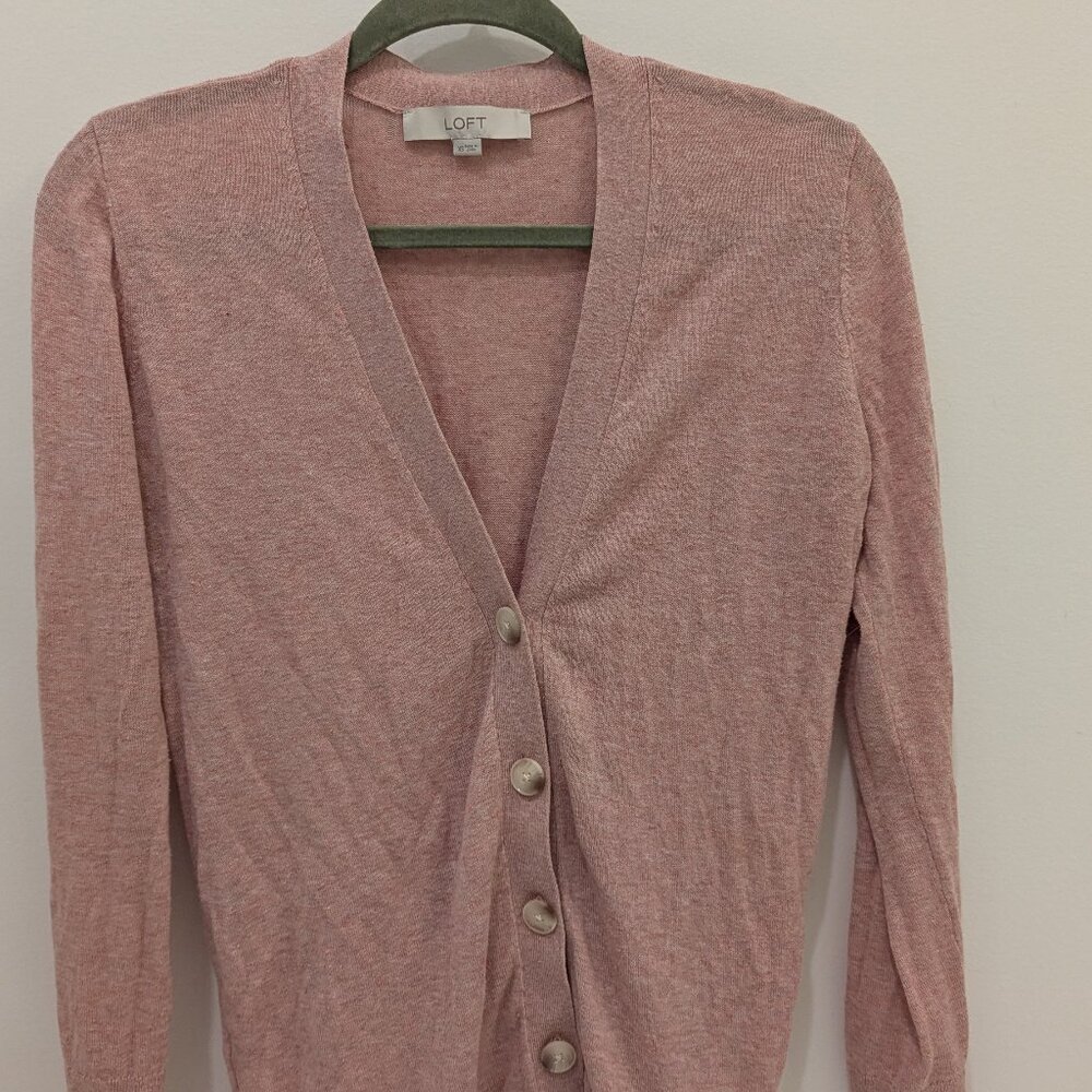 LOFT Light Pink V Neck Cardigan